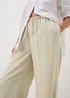 Oatmeal Linen Blend Wide Leg Trousers - Size 08 29 leg Image 3