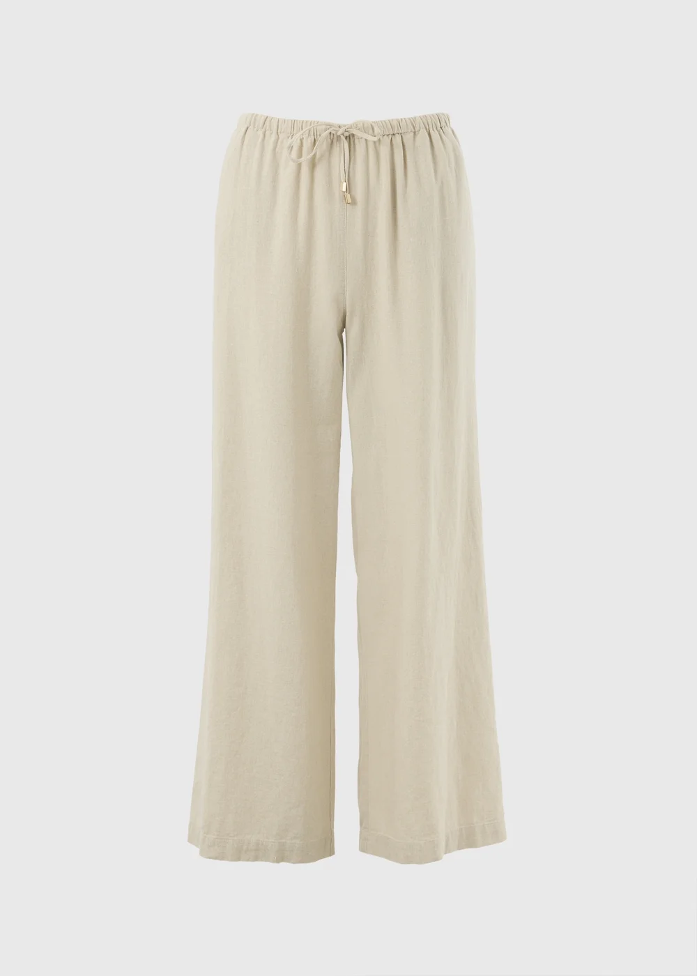 Oatmeal Linen Blend Wide Leg Trousers - Size 08 29 leg Image 4