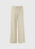 Oatmeal Linen Blend Wide Leg Trousers - Size 08 29 leg Image 4