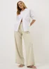 Oatmeal Linen Blend Wide Leg Trousers - Size 08 29 leg Image 2