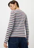 Blue Stripe Ribbed Jersey Cardigan Top - Size 8 Image 3