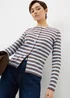 Blue Stripe Ribbed Jersey Cardigan Top - Size 8 Image 1