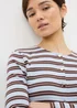 Blue Stripe Ribbed Jersey Cardigan Top - Size 8 Image 2