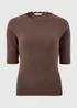Chocolate Brown Neck Trim Fitted T-Shirt - Size 8 Image 1