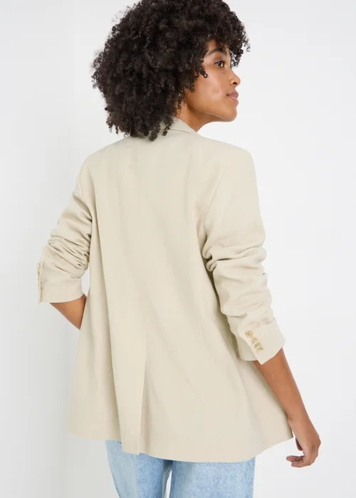 Oatmeal Linen Blend Blazer - 8 Image 2