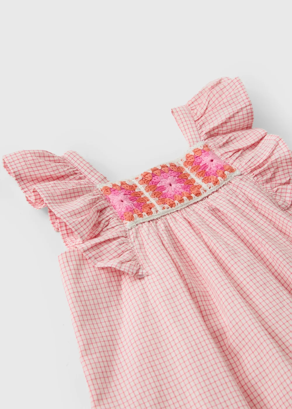 Baby Pink Crochet Frill Woven Dress (0-23mths) - Up to 1 Month Image 2