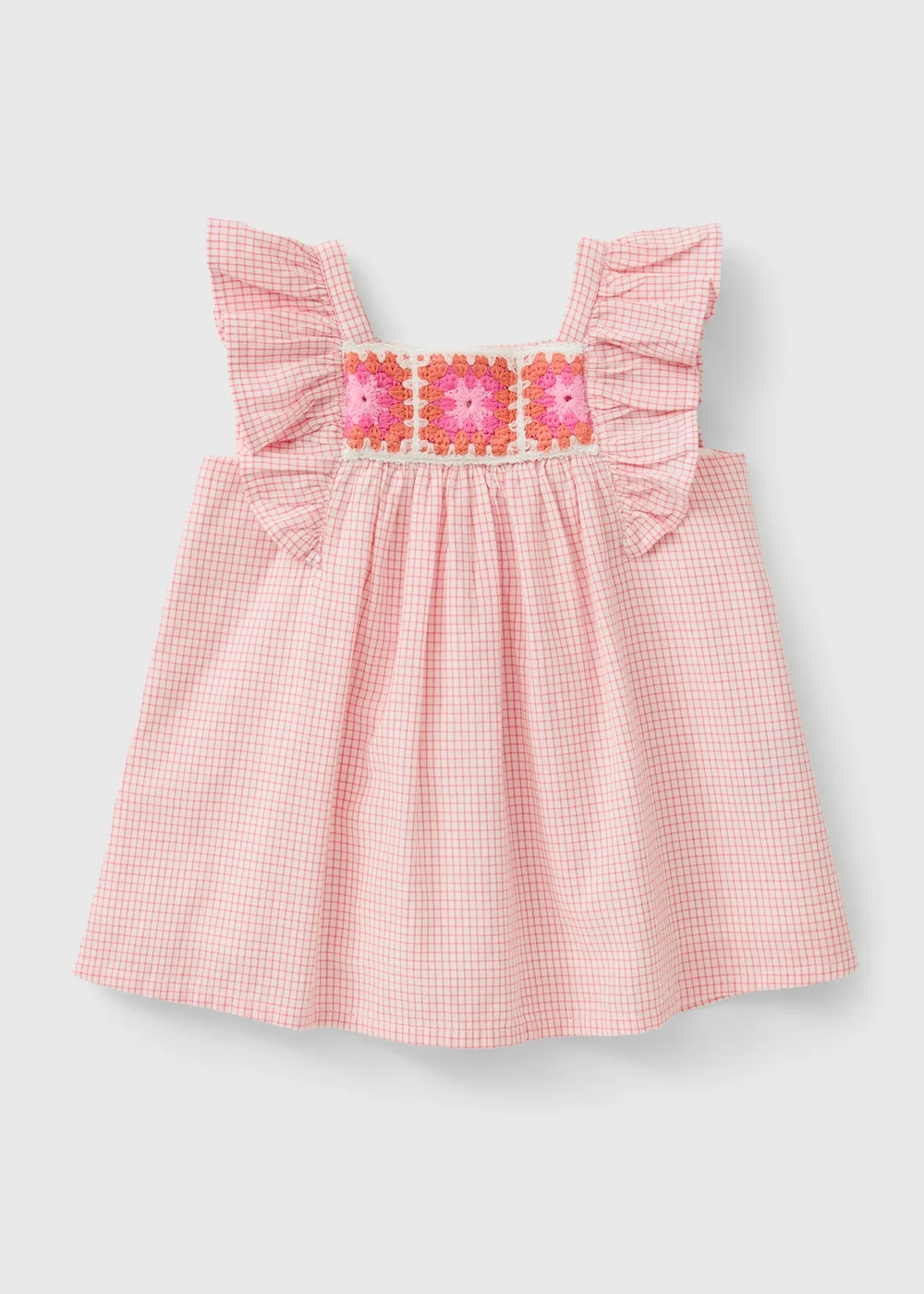 Baby Pink Crochet Frill Woven Dress (0-23mths) - Up to 1 Month Image 1