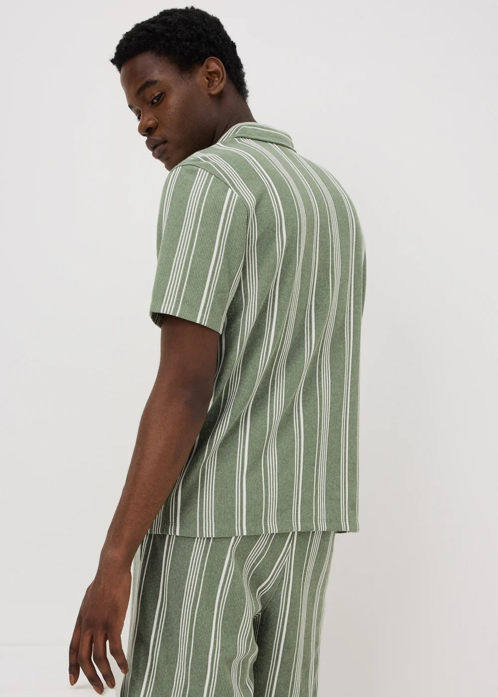 Iceberg Green Vertical Stripe Co Ord Polo Shirt - S Image 2