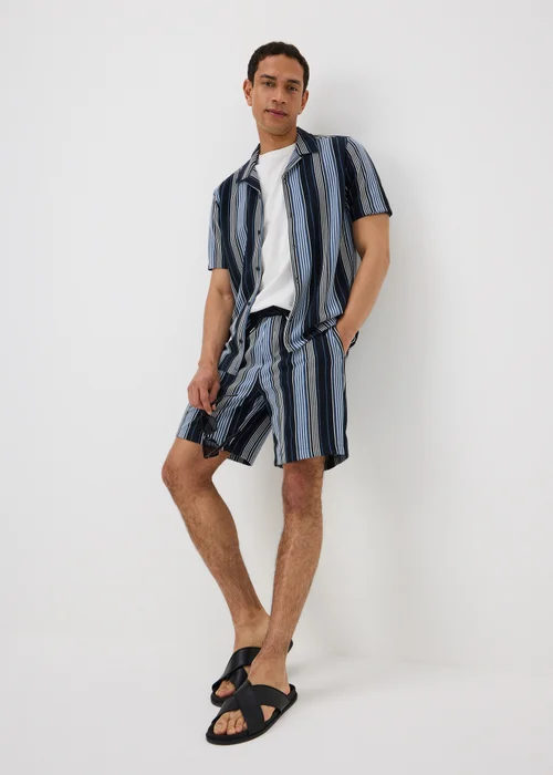 Navy Vertical Stripe Co Ord Shirt - S Image 1