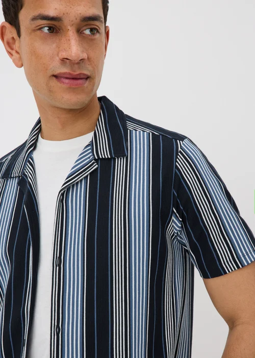 Navy Vertical Stripe Co Ord Shirt - S Image 3