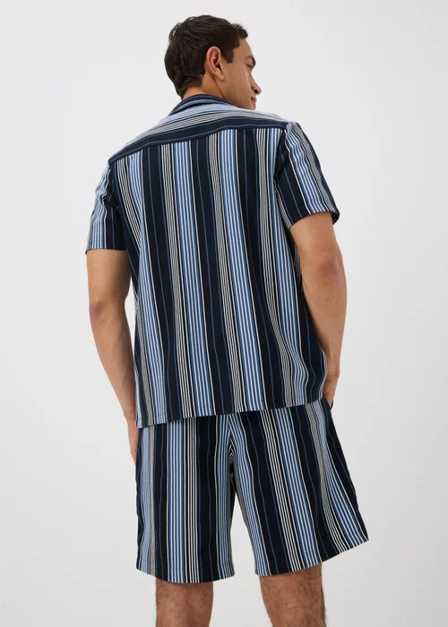 Navy Vertical Stripe Co Ord Shirt - S Image 2