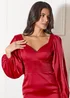 Chi Chi London Red Balloon Sleeve Plunge Bodycon Dress - Size 10 Image 3