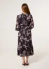 Blue Vanilla Black High Neck Floral Puffball Pleated Midi Dress - 18-20 Image 4