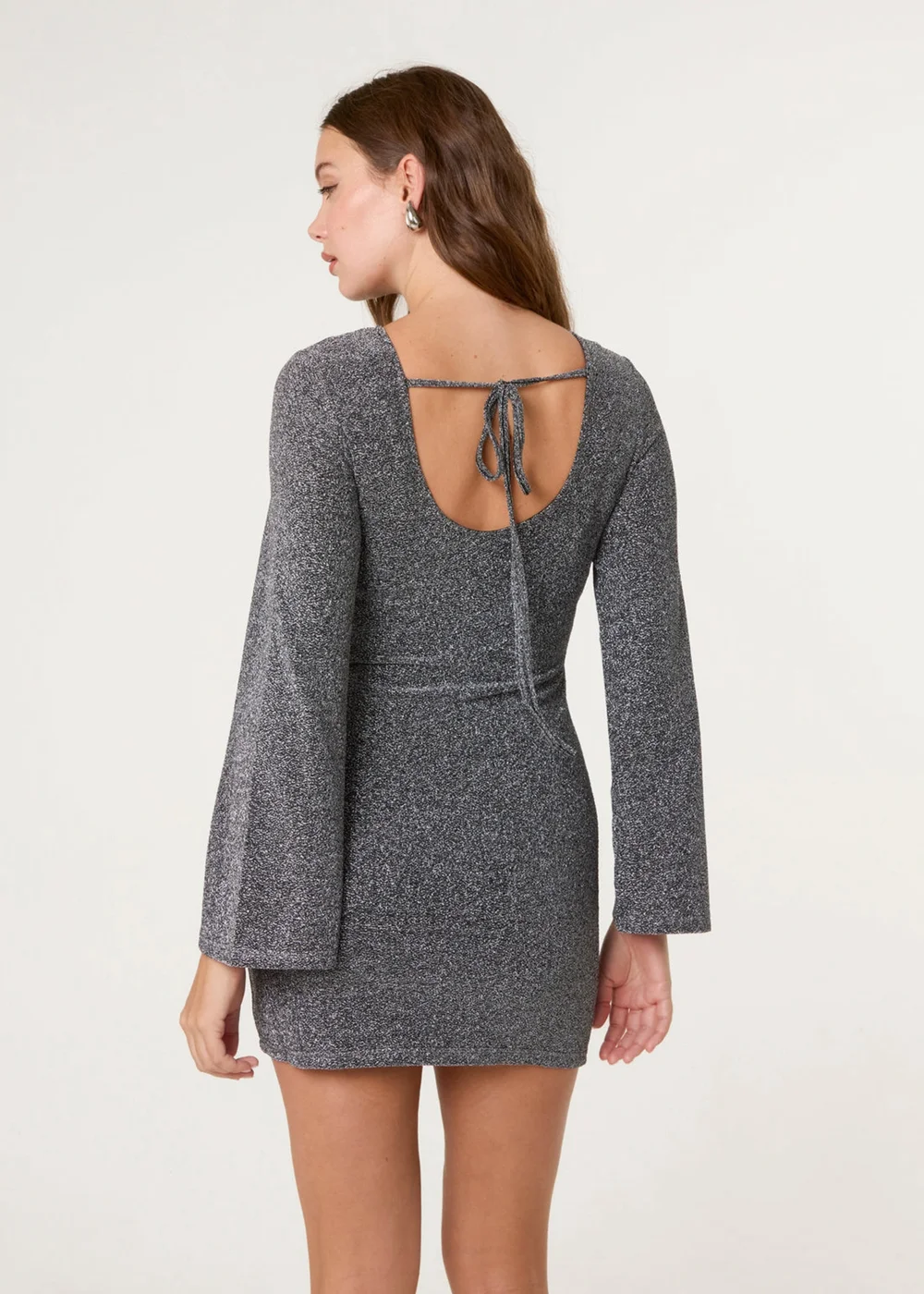 Blue Vanilla Black Glitter Mini Dress With Back Tie - 22-24 Image 2