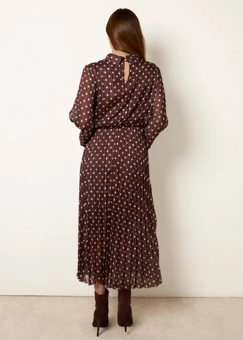 Blue Vanilla Brown Polka Dot Metallic Dress - S Image 4