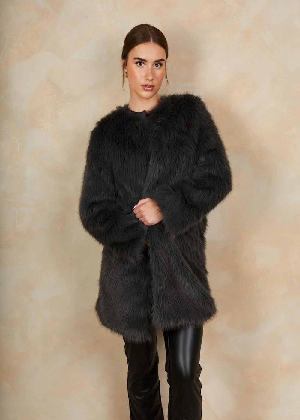 Chi Chi London Grey Shaggy Faux Fur Coat - 8 Image 2