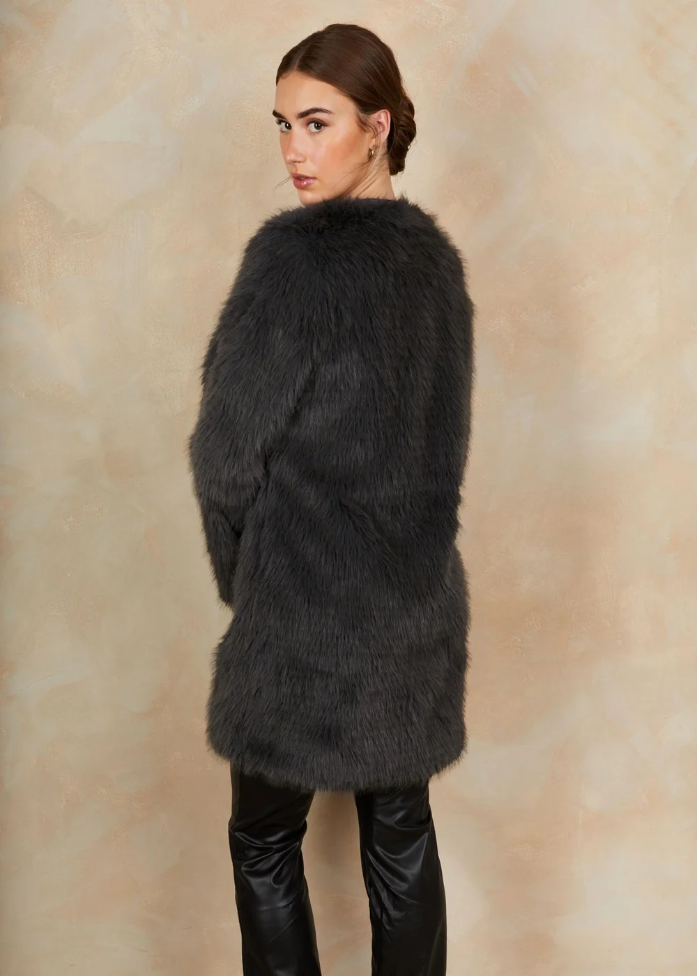 Chi Chi London Grey Shaggy Faux Fur Coat - 8 Image 3