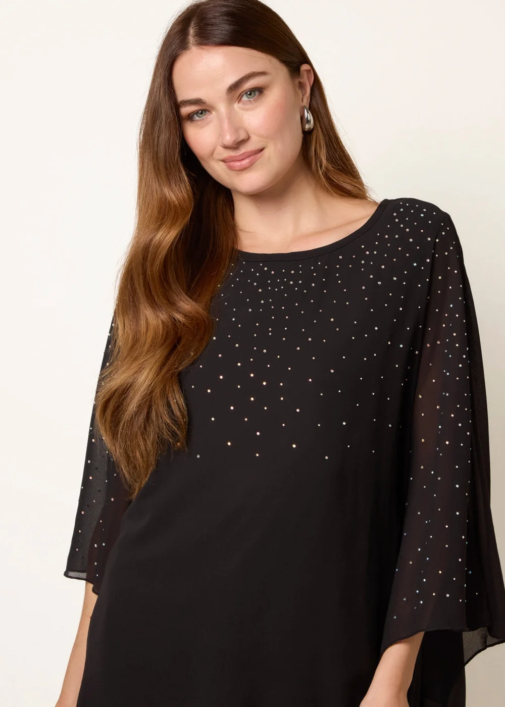 Blue Vanilla Black Rhinestone Tunic Top - One Size Image 3