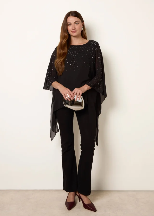 Blue Vanilla Black Rhinestone Tunic Top