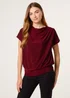 Blue Vanilla Burgundy Lurex Cowl Neck Draped Top - Medium/Large Image 1