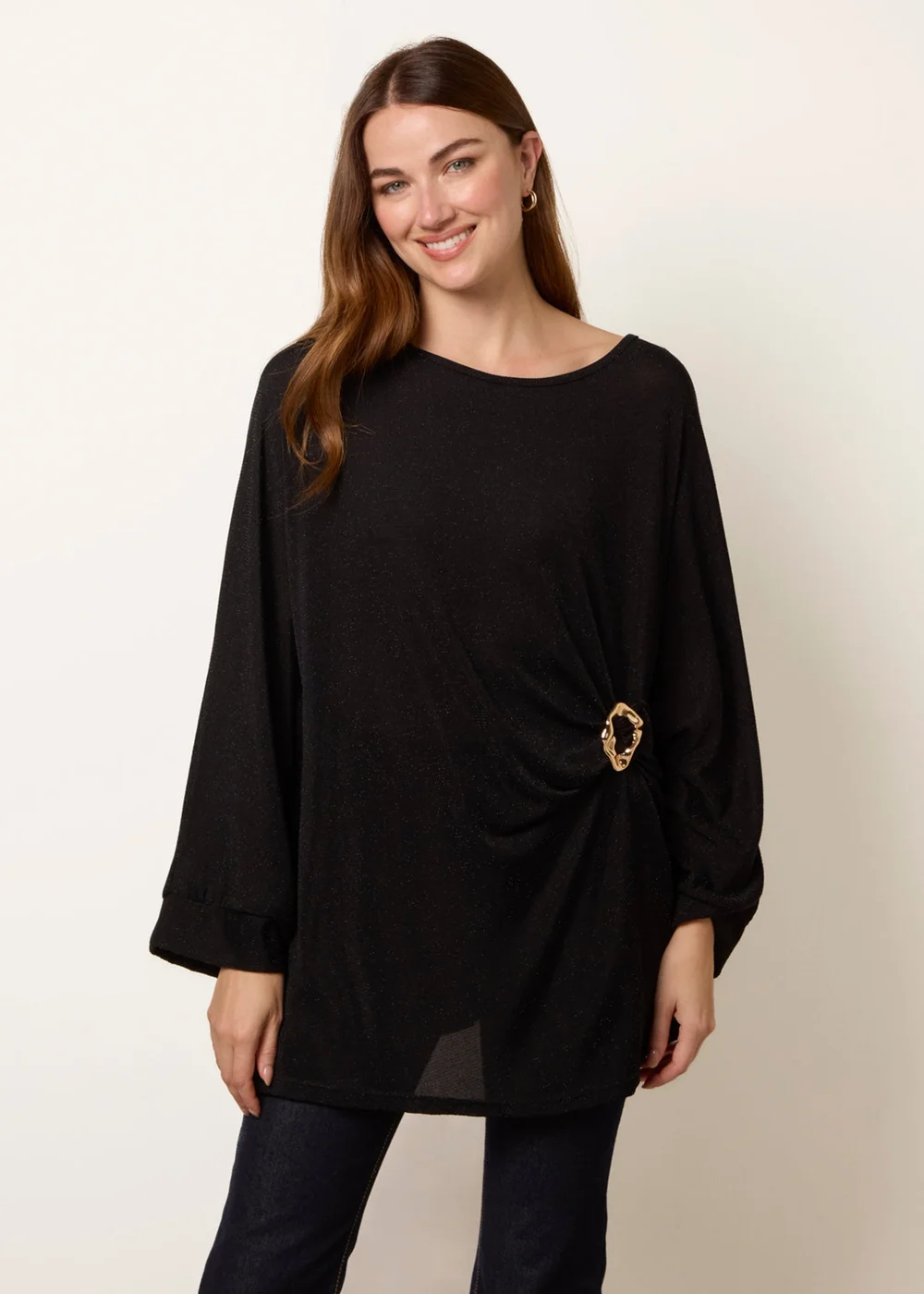 Blue Vanilla Black Buckle Metallic Top - One Size Image 1