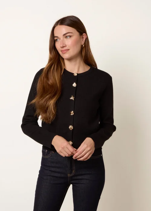 Blue Vanilla Black Gold Buttons Cardigan - Size 6-8 Image 3