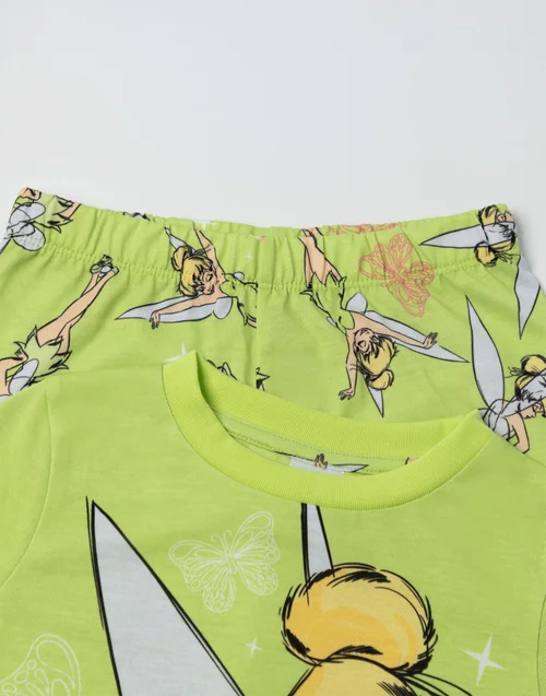 Vanilla Underground Disney Tinkerbell Character Girls Green Long Pyjama Set (2-10yrs) - Age 6-7 Years Image 3