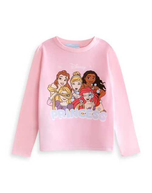 Vanilla Underground Disney Princess Girls Pink Long Pyjama Set (2-10yrs) - Age 6-7 Years Image 3