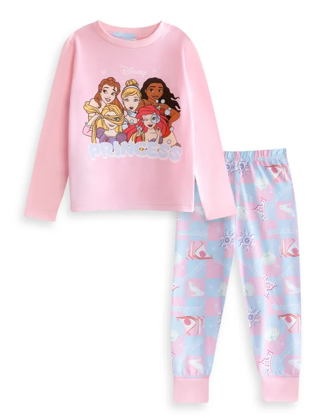 Vanilla Underground Disney Princess Girls Pink Long Pyjama Set (2-10yrs)