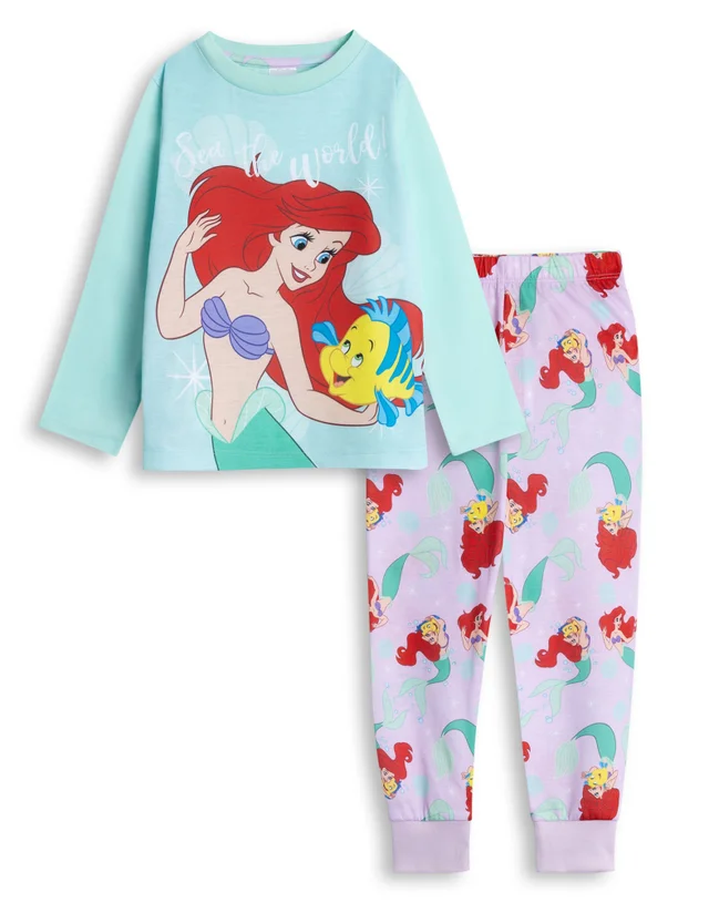 Vanilla Underground Disney The Little Mermaid Character Girls Blue Long Pyjama Set (2-10yrs)