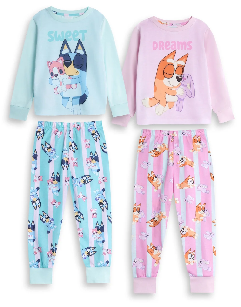 Vanilla Underground Bluey Character Girls Pink Long Pyjama Set (18mnths-7yrs) - Age 3-4 Years Image 1