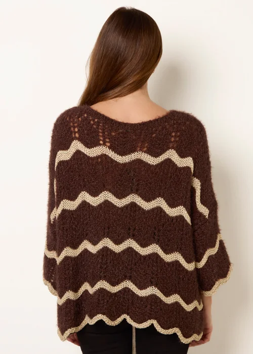 Blue Vanilla Brown Zig Zag Metallic Jumper - One Size Image 4