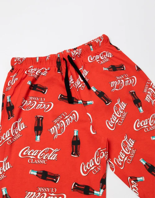 Vanilla Underground Coca Cola Logo Adults Red Lounge Pants - Extra Large Image 3