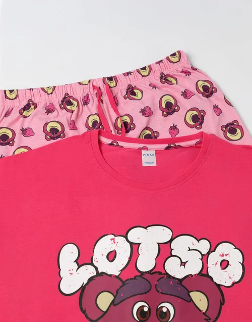 Vanilla Underground Disney Lotso Adults Pink Short Sleeve Long Leg Pyjama Set - XXL Image 2
