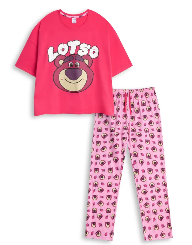 Vanilla Underground Disney Lotso Adults Pink Short Sleeve Long Leg Pyjama Set