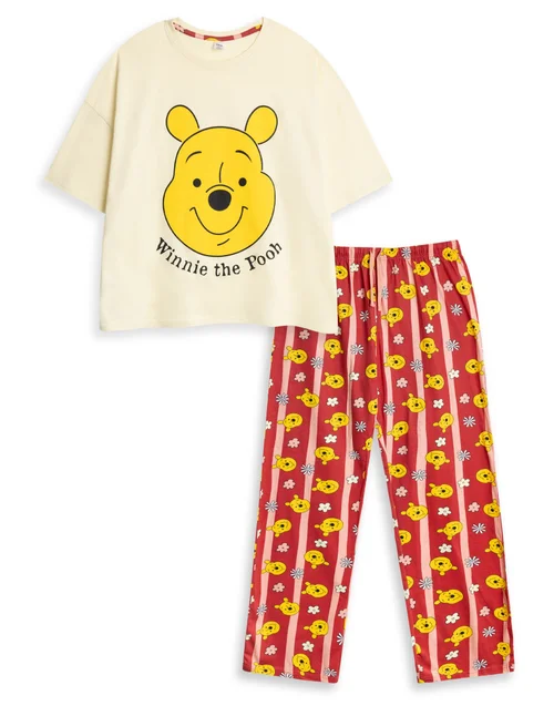 Vanilla Underground Disney Winnie The Pooh Adults Multicoloured Short Sleeve Pyjama Set - Extra small Image 1