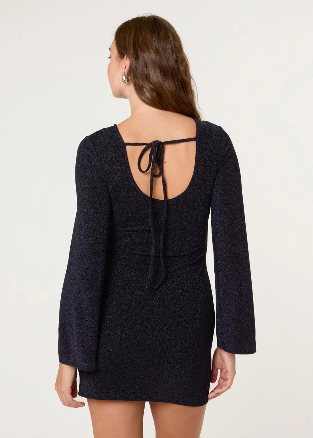 Blue Vanilla Navy Glitter Mini Dress With Back Tie - 22-24 Image 2