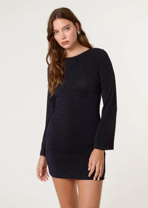 Blue Vanilla Navy Glitter Mini Dress With Back Tie - 22-24 Image 3