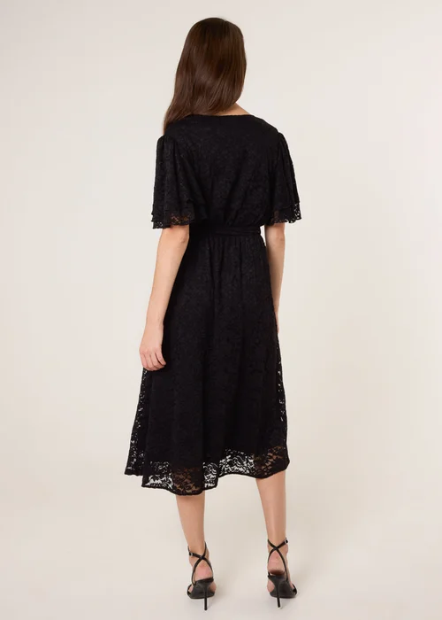 Blue Vanilla Black Double Angel Sleeve Lace Midi Dress - L Image 5