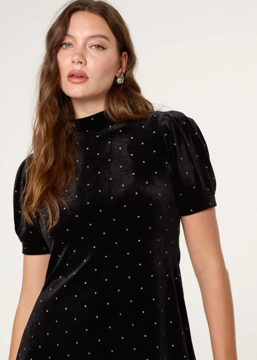 Blue Vanilla Black Polka Dot Puff Sleeve Dress - Small Image 4