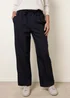 Blue Vanilla Navy Elasticated Waist Pinstripe Trousers - S Image 3
