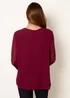 Blue Vanilla Burgundy Rhinestone Pleated Chiffon Top - One Size Image 4