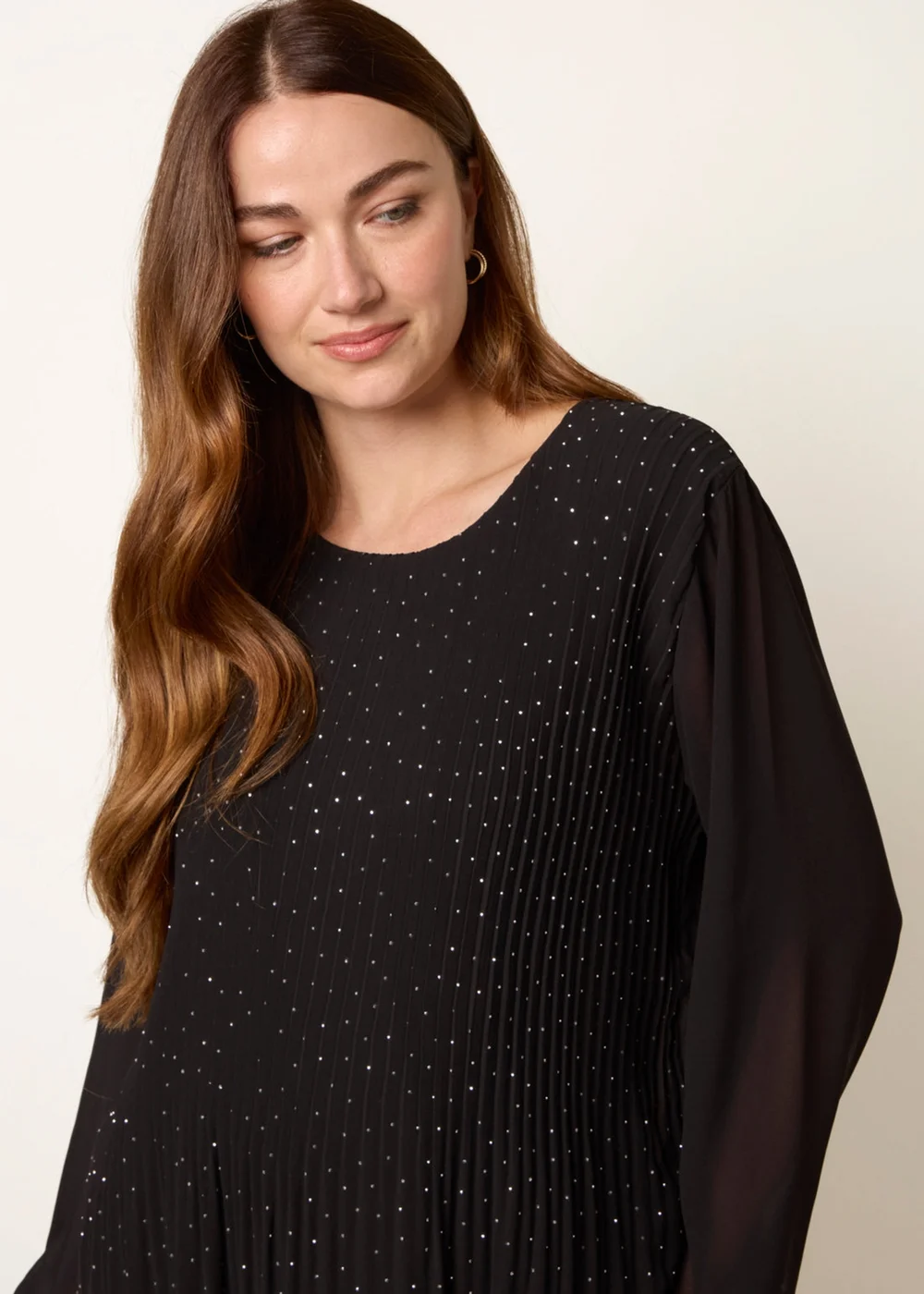 Blue Vanilla Black Rhinestone Pleated Chiffon Top - One Size Image 1