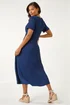 Roman Navy Textured Wrap Bodice Midi Dress - 16 Image 3