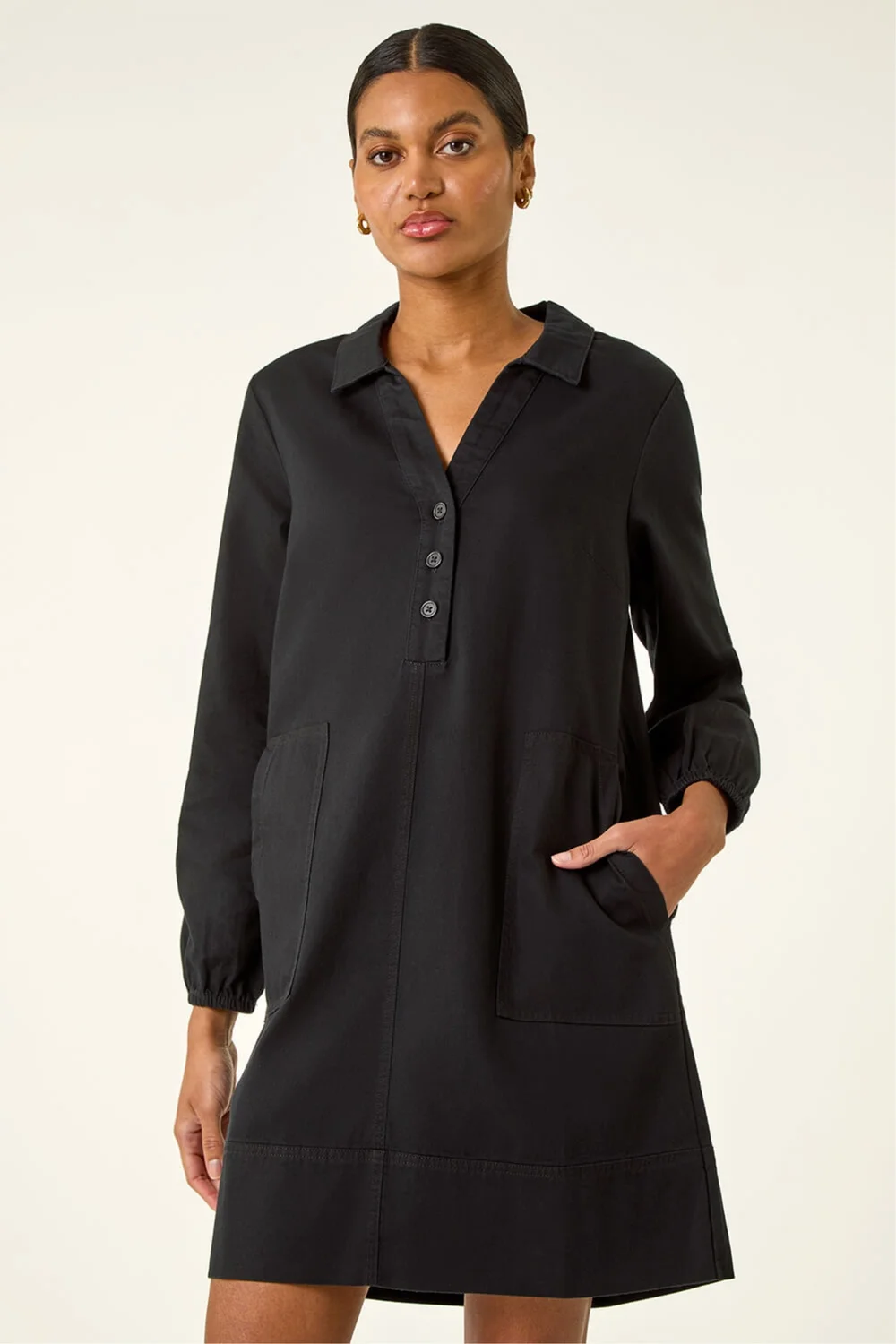 Roman Black Collared Shift Shirt Dress - 18 Image 4