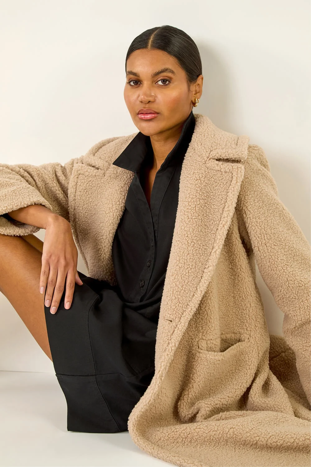 Roman Black Collared Shift Shirt Dress - 18 Image 2