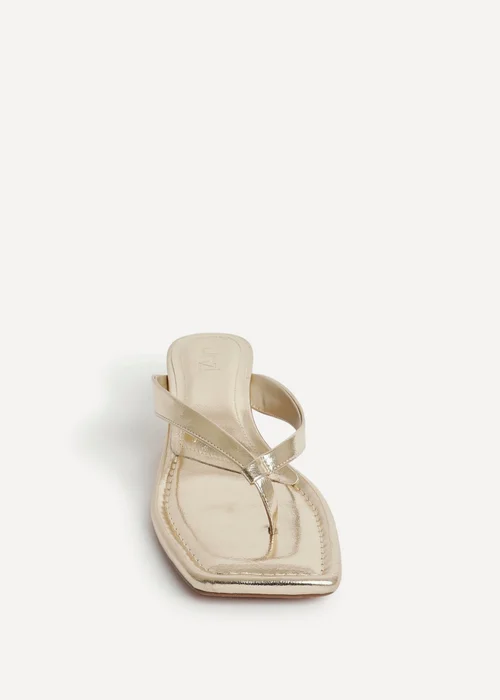 Linzi Potential Gold Faux Leather Toe Post Kitten Heel - Size 3 Image 4