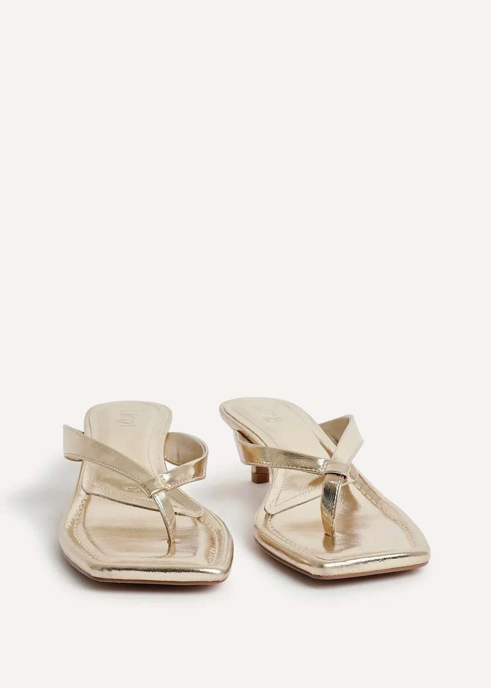 Linzi Potential Gold Faux Leather Toe Post Kitten Heel - Size 3 Image 3