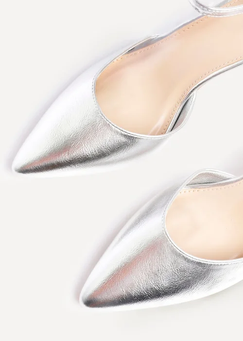 Linzi Leona Silver Faux Leather Closed Back Block Heeled Court Shoe - Size 4 Image 5