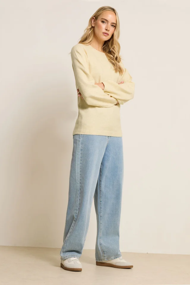 Long Tall Sally Butter Yellow Knit Balloon Sleeve Jumper